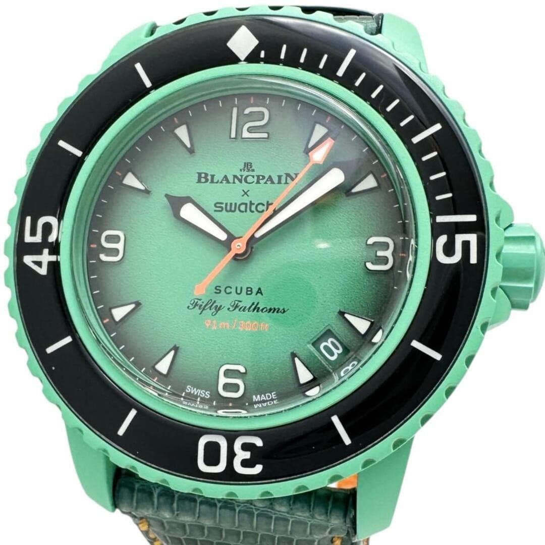Swatch Men Green Dial Leather Band Automatic Used Watch From Japan From Japan