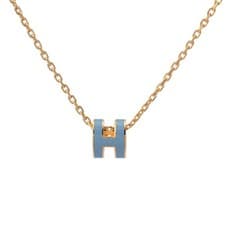HERMES Unisex Necklace Blue Gold Hardware Enamel from JAPAN