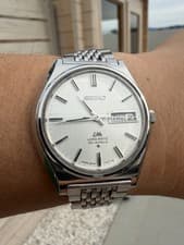 Vintage Seiko Lord Matic 1969 5606-7010 Silver Linen Dial Beads of Rice Bracelet