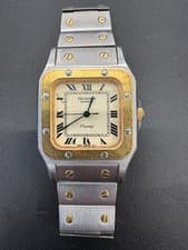 Technos Quartz Watch Square Two-Tone Roman Numeral Vintage Working Case 1.1 inch