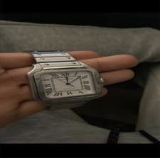 Cartier Santos Mens Medium 1:1 Flawless Stainless Steel With Authentic Movement.