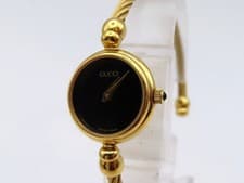 GUCCI 2700.2.L Watch Bangle Quartz Women's Black Dial Gold Fast Shipping