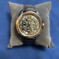 Bulova 98A165 Skeleton Auto Wristwatch 42mm Brown Leather Used From Japan