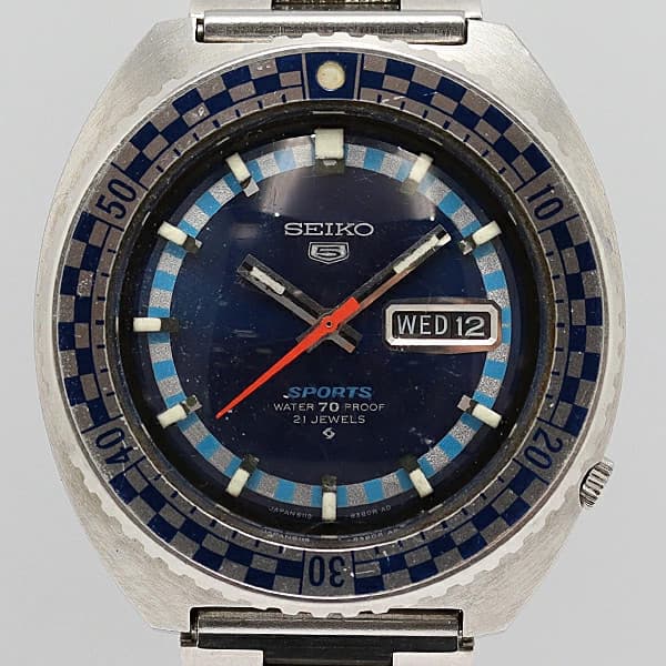 Seiko 5 Sports 6119 8300 Watch Blue Dial Automatic Mens Authentic Vintage