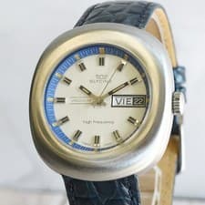 1970s NOS Glycine Vacuum High Frequency Automatic Watch 343.111 Day/Date 38mm SS