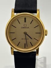 Omega Deville Manual Winding Watch Gold Dial 25mm Used