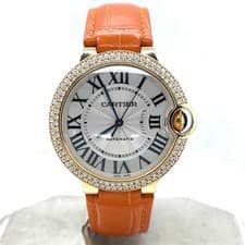 Cartier Ballon Bleu 36mm 18k Yellow Gold Diamond Bezel Ladies Watch WE900451