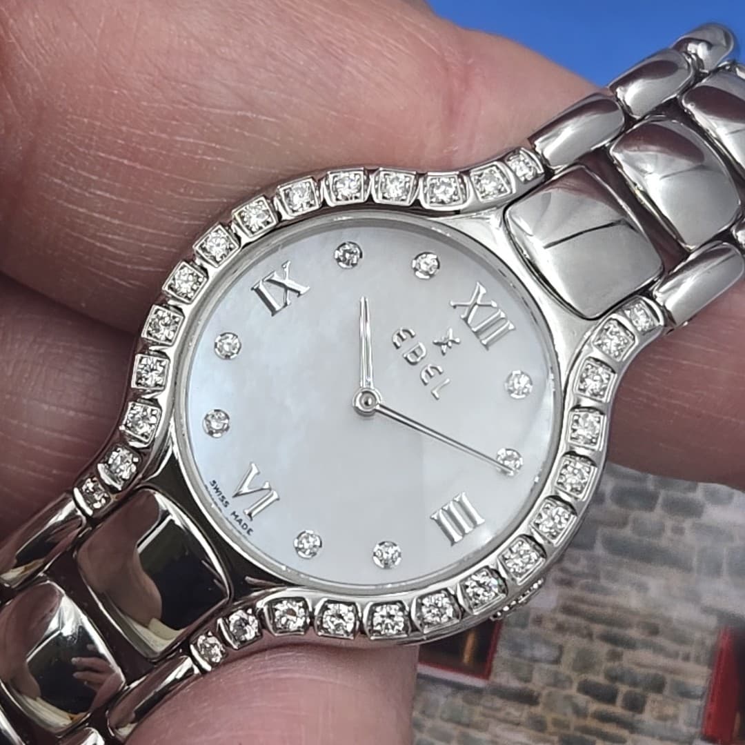 Ebel Beluga Mother of Pearl Diamond Dial Stainless Steel Ladies Watch Gorgeous!