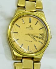 OMEGA GENEVE 166 0173 CAL.1012 AUTOMATIC GOLD P. 20 WATCH MENS 36 MM SWISS RUNS