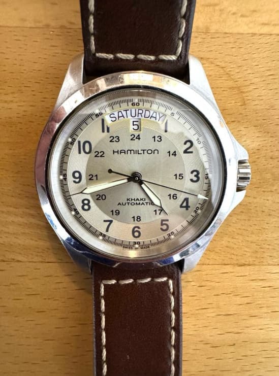 HAMILTON KHAKI H644550 40mm Gold Dial Day Date Automatic Men's Watch Used Japan