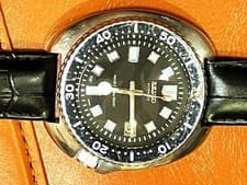 SEIKO 6105-8110 Uemura Model Automatic Date Diver Wristwatch SS Black 42mm Auth