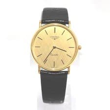Longines Presence Men’s Quartz Watch 31mm Gold Dial Leather Strap Used
