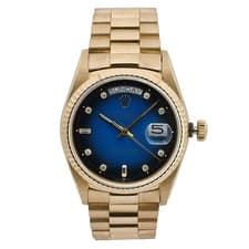 Rolex Day Date 36mm 18k Yellow Gold Custom Diamond Blue Ombre Dial Watch 18038