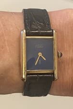 Vintage Cartier Tank Must de Vermeil “Lapis” Dial Womens Watch - Orig Owner
