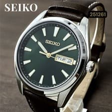 Brand new SEIKO quartz overseas model green dial calf leather SUR449 men s wrist