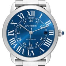 Cartier Ronde Solo XL Blue Dial Steel Mens Watch WSRN0023