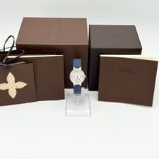 LOUIS VUITTON Watch Tambour Slim Silver 8PD Rubber Quartz Q12MG1 White Working