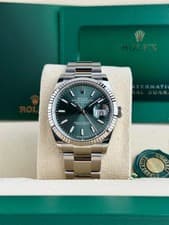 Rolex Datejust 36mm Mint Green Fluted Bezel Jubilee Bracelet Full 126234