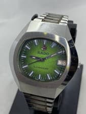 Vintage Rado Lauberhorn Mens Watch Automatic Green Dial Day Date Swiss 70s