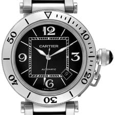 Cartier Pasha Seatimer Black Dial Steel Automatic Mens Watch W31080M7