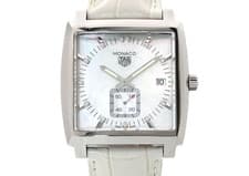 TAG Heuer Monaco WAW131B Quartz Unisex Luxury Stainless Steel Black Dial 37 mm