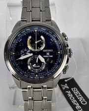 SEIKO PROSPEX  SOLAR WORLD TIME  MEN'S STAINLESS STEEL STEEL WATER RESISTAN 100M