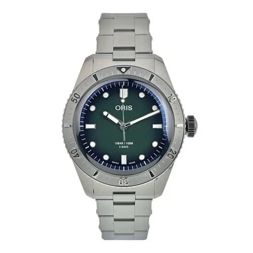 Oris Divers Sixty Five Stainless Steel Green Dial 38mm Automatic Mens Watch 7774