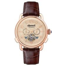 Ingersoll New England Automatic 44mm Rose Gold Case Brown Leather Watch I00901B