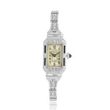 Brunvil 14 Karat White Gold Deco Watch