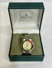 GUCCI 9700M Vintage Quartz Men's Watch Green Gold Used From Japam