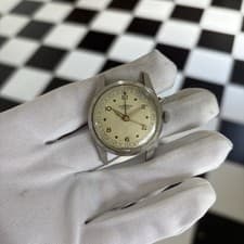 Vintage 1950s Vulcain Cricket Alarm Wrist Watch Stainless Steel | Running!