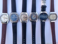 Lot of 6 Vintage Orient Automatic Leather Strap Men's Japanese Wristwatches