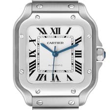 Cartier Santos Silver Dial Medium Steel Mens Watch WSSA0029 Box Card