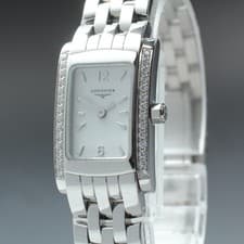 Near MINT Longines Dolce Vita L5.158.0 Square Diamond Bezel Quartz Ladies Watch