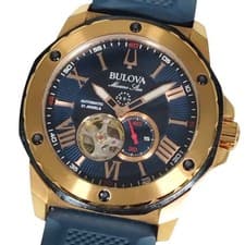 Bulova Accutron Marine Star Automatic Men's Watch Gold Blue Used From Japan From