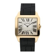 Cartier Santos Dumont Gold Manual 35x44mm Silver Dial Strap Watch W2006851