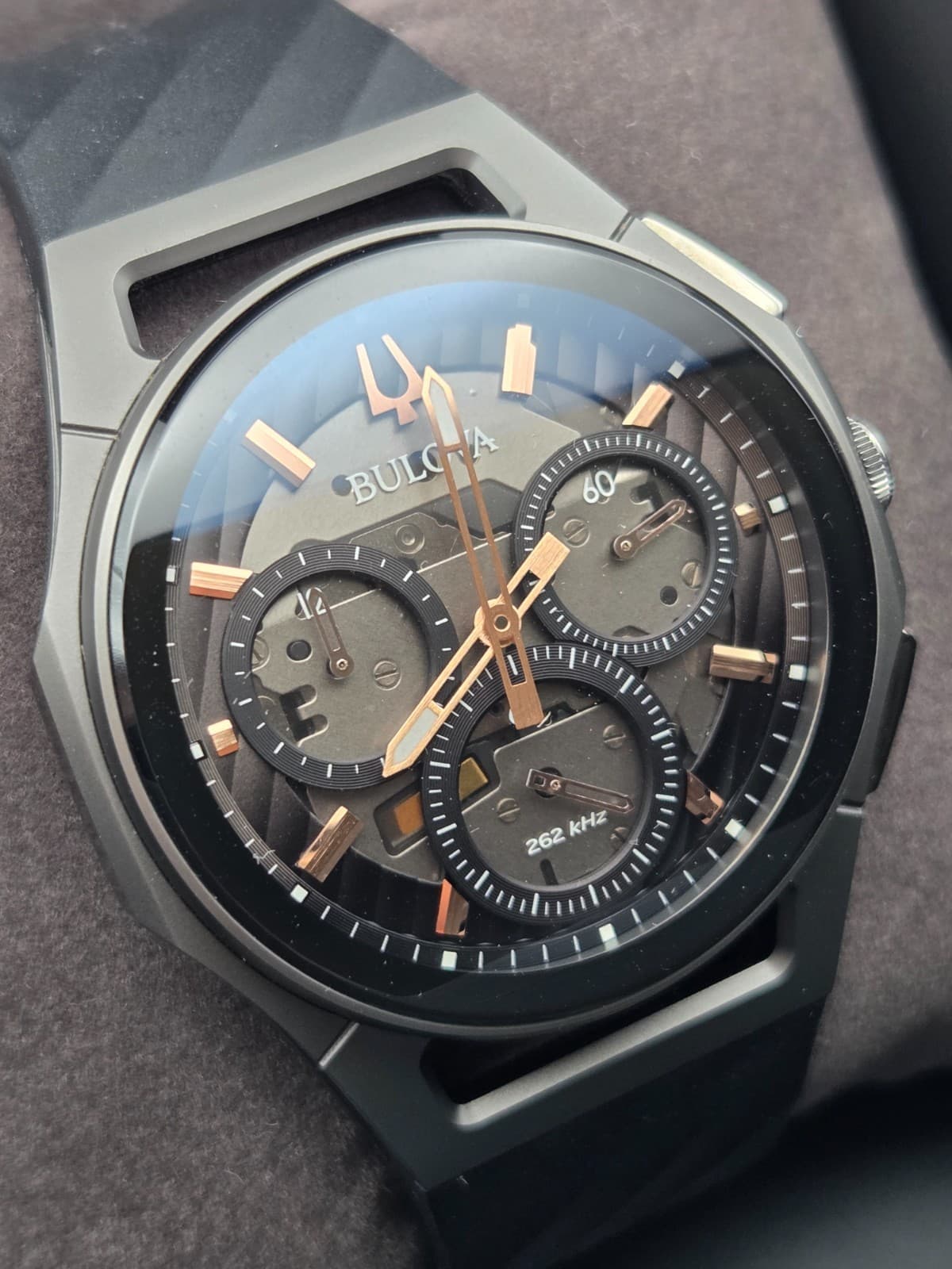 Bulova CURV 98A162 44mm Titanium/Stainless Case with Black Strap