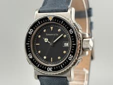 Vintage Tiffany & Co. L0719 30 mm Steel Black Dial Leather Quartz Women's Watch