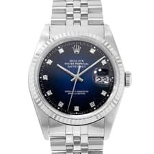 Rolex Datejust 36 16234 Blue Spider Vignette Diamond Steel 18k White Gold Watch
