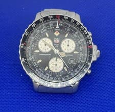 TAG HEUER PILOT 530.306 42mm SS Black Dial Quartz Chronograph Date #C436