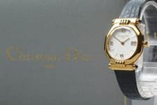 [NEAR MINT] Christian Dior Octagon 64151 White Dial Qz Women's Watch From JAPAN