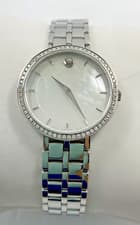 Movado Kora Quartz Diamond White MOP Dial Stainless Steel Ladies Watch 0607325