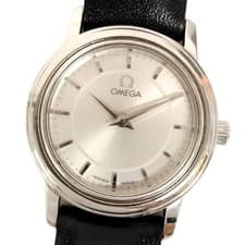 Omega De Ville Prestige Women's Quartz Leather Watch Silver Black 22mm Used