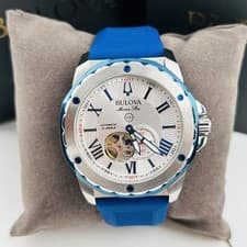 Bulova 98A225 Marine Star Automatic White Dial Silicon Strap Men’s Watch New