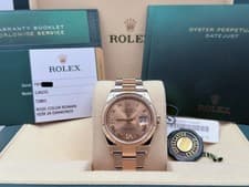 Rolex Datejust 36 126231 Pink Diamond Roman Dial 18K Rose Gold Steel Box Papers