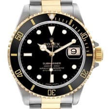 Rolex Submariner Steel Yellow Gold Black Dial Mens Watch 16613 Box Papers
