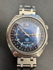 Vintage Seiko Advan 7019-6050 JDM Automatic Dual Crown Blue Dial Japan Watch
