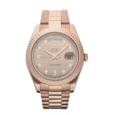 Rolex 218235 Day-Date II 18k Rose Gold 41 mm Diamond Dial Men's Watch Box/Card