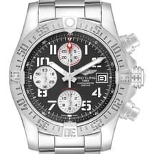 Breitling Avenger II Black Dial Steel Mens Watch A13381 Box Card