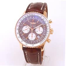 Breitling Navitimer 01 18k Rose Gold Brown Leather Auto Brown Men's Watch RB0120
